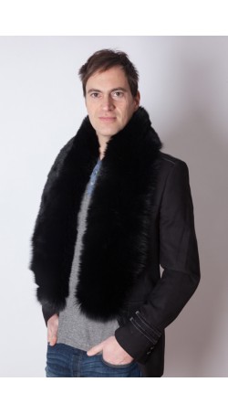 Black fox fur scarf - unisex